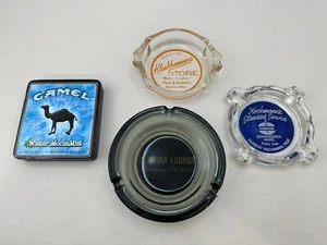 VTG Mixed Lot Glass (3) Ashtray Souvenirs & Camel Winter MochaMint Cigarette Tin - Picture 1 of 16