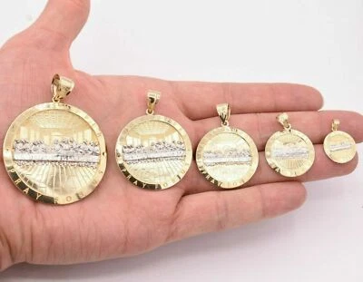 Dije colgante de la Última Cena de los Apóstoles para hombre corte diamante real oro amarillo blanco de 10K Foto 1 de 3