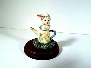 BRINNCO resin figurine of a "BASHFUL BUNNY" stuck in a watering can VTG - Picture 1 of 5