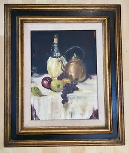 Doug Knutson Artist Signed Original Oil On Canvas 1959 16” X 12” Grapes Framed - Picture 1 of 10
