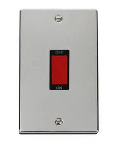 INTERRUPTOR VERTICAL CLICK DECO CROMO PULIDO 2G 45A DP VPCH202BK (164) - Imagen 1 de 3