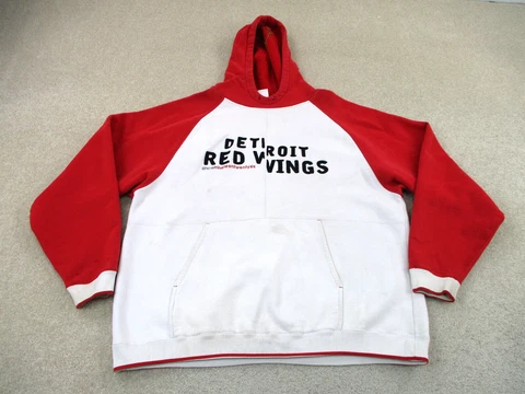 Detroit Red Wings Sweater Adult Large White Red NHL Hockey Hoodie Reebok Men * Cover
