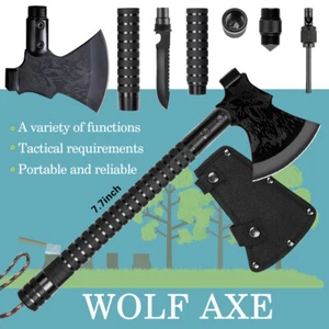18inch Tactical Tomahawk Throwing Hatchet Axe Fixed Blade Survival Hunting Knife - Picture 1 of 12