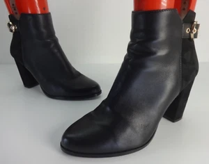 Womens Boots Size 8 DUNE London Black Gold Real Leather Chelsea Ankle Heels - Picture 1 of 15