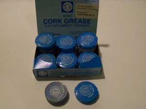 Juego de 17 latas y tapas abatibles vintage de grasa de corcho micro Ellisco con caja de exhibición - Imagen 1 de 2
