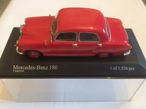 Minichamps scala 1.43 Mercedes-Benz 180 colore rosso fuoco anno 1953. - Foto 1 di 10
