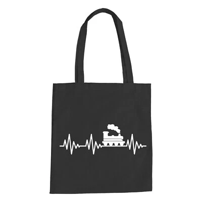 ABSENDA Herzschlag Eisenbahn Baumwolltasche - EKG Lokomtive Zug Modell Bau Bahn Bahnhof