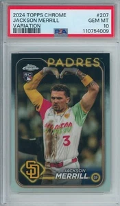 2024 Topps Chrome Jackson Merrill ROOKIE VARIATION PHOTO PSA 10 Fresh Grade - Picture 1 of 2