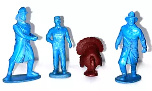 VINTAGE AUBURN RUBBER 65mm FIGURES Blue Firefighters, Farmer, Turkey - Picture 1 of 23