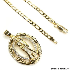 14k Gold Plated Holy Death Necklace Oro Laminado Santisima Santa Muerte Collar - Picture 1 of 2