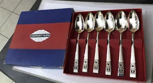 6 X Oneida Community Silver Plate Hampton Court 15.5cm Grapefruit Spoons Cutlery - Picture 1 of 9