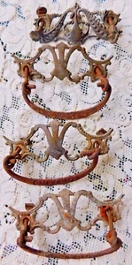 FOUR ANTIQUE DRAWER PULLS HARDWARE 3 MATCH - Picture 1 of 5