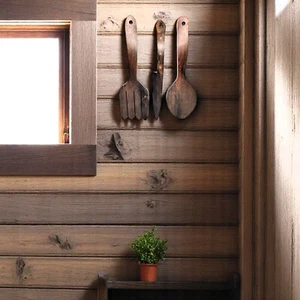 Tenedor, cuchillo y cuchara madera tallada a mano colgante de pared de aproximadamente 19 pulgadas de alto 0,75 pulgadas de grosor - Imagen 1 de 12