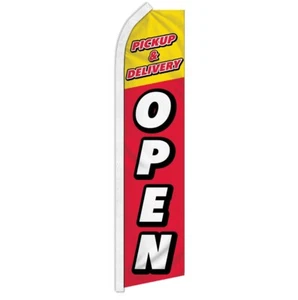 Open for Pickup & Delivery Swooper Flutter Advertising Feather Flag We're Open - Picture 1 of 2