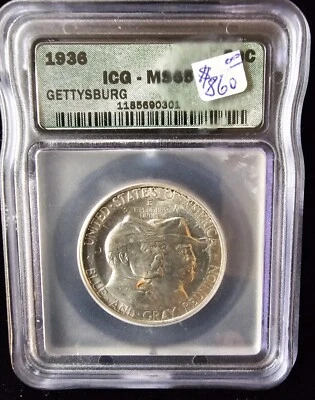 1936 Gettysburg Classic Commemorative Half Dollar- ICG MS65 - Image 1 of 2