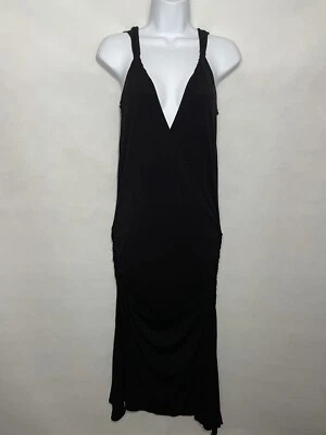Womens Black Midi Dress V-Neck Size Small - Image 1 of 4