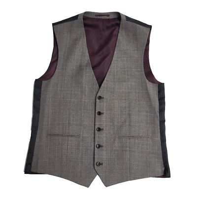 Next Grey Checked 2 Pocket Smart Formal Waistcoat UK Men's L 42" - Image 1 of 4