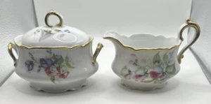 Antique Limoges France Flambeau China, Bowl & Creamer w/Digitalis Elegant Set - Picture 1 of 10