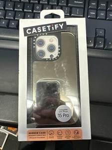 CASETiFY Mirror MagSafe Case for iPhone 15 Pro 6.1"  Silver with Black Bumper - Picture 1 of 6