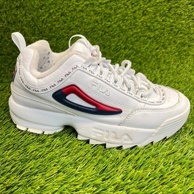 Fila Disruptor II Womens Size 7.5 White Red Walking Running Shoes Sneakers - Image 1 of 4