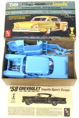 3 in 1 AMT 2758-200 1958 CHEVROLET IMPALA SPORT COUPE 1:25 model kit mint w/box - Image 1 of 4