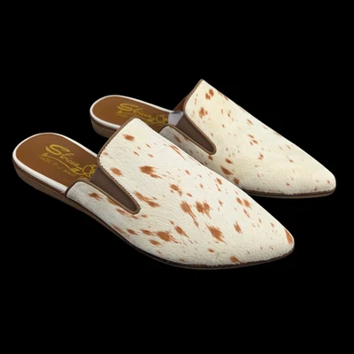 Sbicca Frankie Slip On Dapple Print Calf Hair Mule White Brown Womens Size 9 - Image 1 of 4