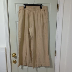 On 34th Women's Linen-Blend High-Rise Wide-Leg Pants Beige Size 0X - Picture 1 of 12