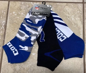 Indianapolis Colts Football Blue & White No-Show Socks 3 Pack NFL Team Apparel - Picture 1 of 7