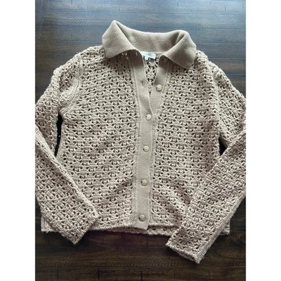 Cárdigan Suéter Vince Tejido Abierto Beige Manga Larga Botón Delantero Talla S Foto 1 de 4