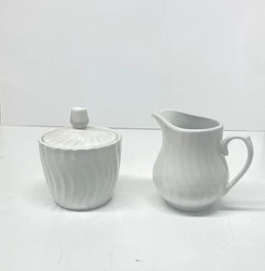 Vintage Royal Norfolk Porcelain Swirl Creamer & Lidded Sugar Set - Picture 1 of 4