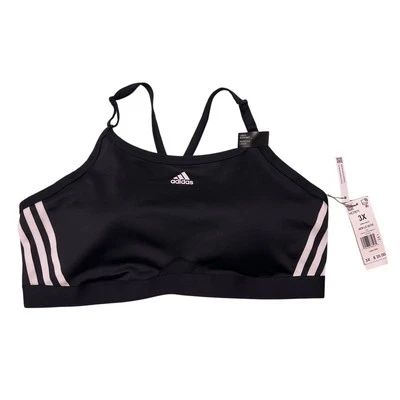 Adidas Women's Plus Size Aeroreact Light-Support Black Sports Bra Size 3X New - Image 1 of 4