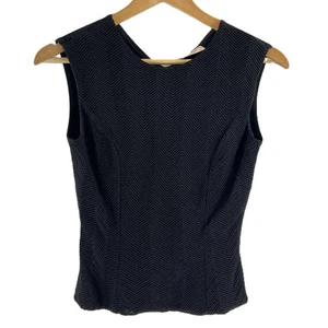Vintage Flora Nikrooz Black Chevron Knit Overlay Sleeveless Top S - Picture 1 of 6