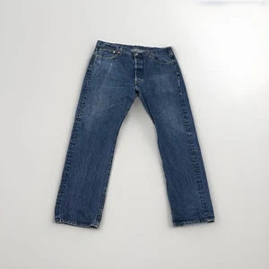 Levi's 501 Button Fly Jeans Mens Blue Straight Original Denim Tag 38x32 - Picture 1 of 9