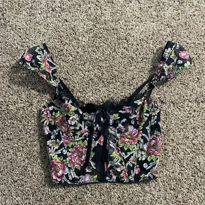 Victoria’s Secret Corsé Bustier 32C Dream Angels Sujetador Floral Negro Burnout - Imagen 1 de 6