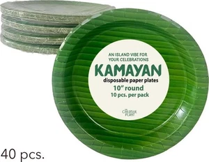 KAMAYAN 10" Platos de Papel Diseño Hoja de Plátano Resistente a Fugas Reciclables (40 Piezas) - Imagen 1 de 7