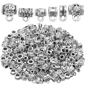 100g (120-220pcs) Tibetan Silver Bail Beads Jewelry Connector Bails Beads for... - Picture 1 of 7
