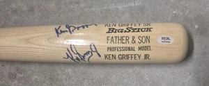 Ken Griffey Jr. & Sr. Signed Autographed Rawlings Big Stick Baseball Bat PSA  - Picture 1 of 3