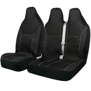 FOR PEUGEOT PARTNER - QUILTED GREY PIPING VAN SEAT COVERS - SINGLE + DOUBLE - Picture 1 of 1