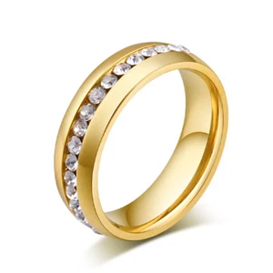 eleganter Ring aus Edelstahl goldfarben mit weißen Zirkonia - Bild 1 von 3