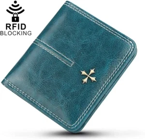 Women Leather Wallet RFID Small Bifold Zipper Pocket Wallet Card Case Purse - Picture 1 of 12