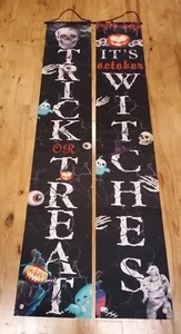 Halloween Outdoor Decorations, Halloween Banner for Front Door, Welcome Hanging - Picture 1 of 5