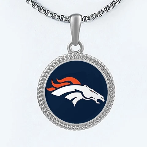 Denver Broncos Womens Mens Round Link Chain Pendant Necklace w Gift Pkg D22 Cover