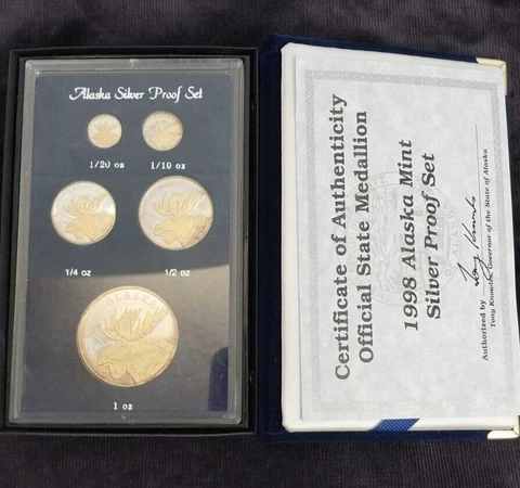 1998 ALASKA MINT 5PC SILVER PROOF SET MOOSE DESIGN Cover