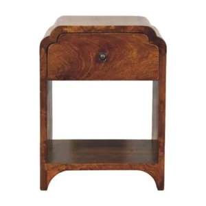 Wood Bedside Table 1 Drawer Open Shelf Retro Antique Italian Vintage Style small - Picture 1 of 11