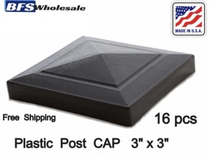 Kunststoff ZAUN PFOSTEN KAPPE 3 x 3 Zoll. Farbe Dunkelbraun, 16 Stück, Made in USA, - Bild 1 von 7