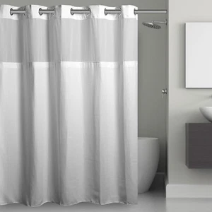 Hookless Waffle Shower Curtain WHITE 3-in-1 Fabric Curtain 71” x 74” - Picture 1 of 6