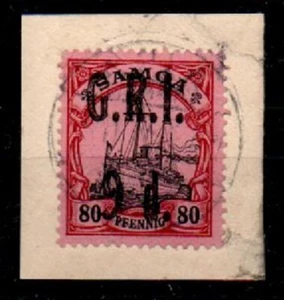 SAMOA SG109 1914 9d on 80pf BLACK & CARMINE/ROSE USED ON PIECE - Picture 1 of 1