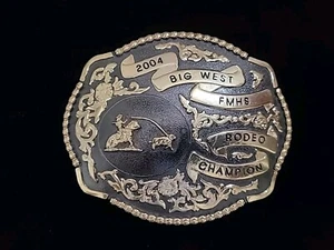 2004 Big West FMHS Rodeo Champion Montana Silberschmiede Gürtelschnalle - Bild 1 von 3