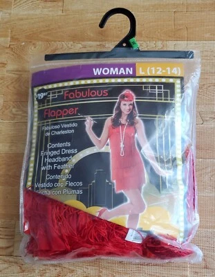 Fabulous Flapper Halloween Costume Red Womans Size L - Image 1 of 3