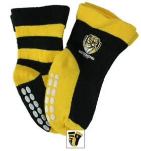 Richmond Tigers Official AFL Baby Infant Non-Slip Crew Socks 2 pack Team Colours - Bild 1 von 4